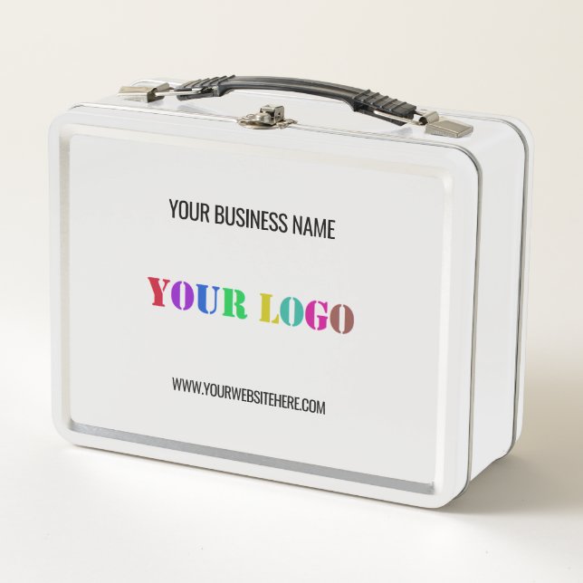 Branded Business Logo Metal Lunch Box Example (Front)