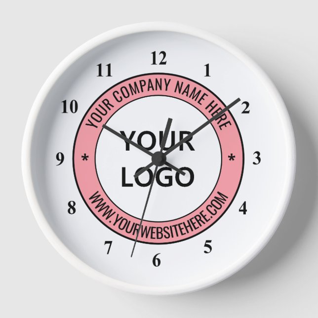 Branded Company Logo Clock Example Add Custom Text (Front)