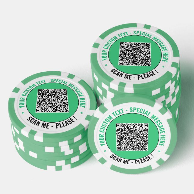 Branded Custom Text and Your QR Code Poker Chips (Stack)