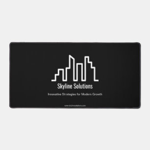 Branded Dark Black and White Professional Desk Mat