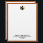 Branded Law Firm Letterhead<br><div class="desc">Make a lasting impression with this branded letterhead designed for attorneys and law firms. This exquisite letterhead showcases a brushed gold metallic emblem at the top, adding a touch of elegance to your correspondence. The lower thirds feature your law firm's name, address, and contact information in a professional sans serif...</div>