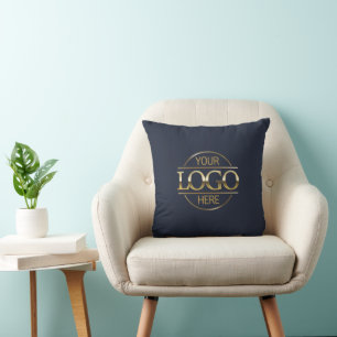 Branded Navy Blue Corporate Company Business Logo Throw Pillow