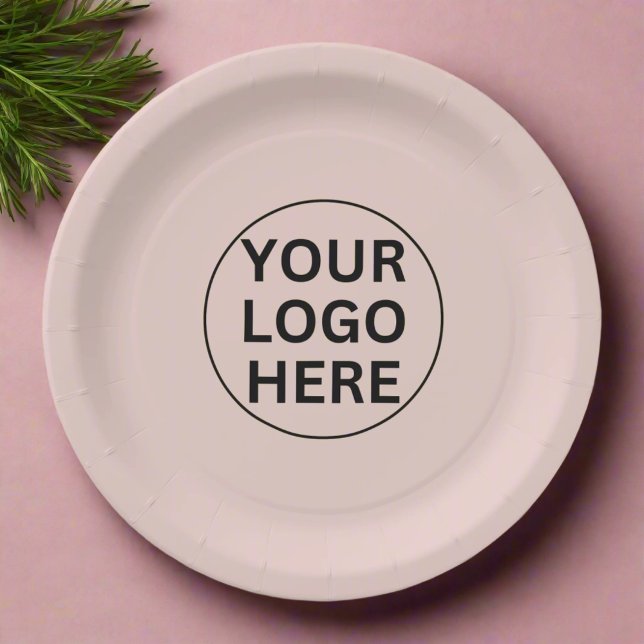 Branded Promotional Business Logo Blush Pink  Paper Plate (Creator Uploaded)