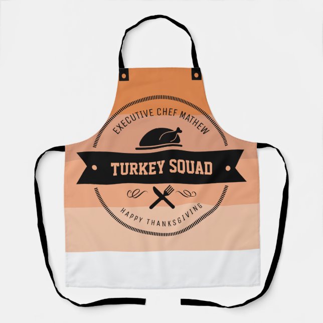 Branded Turkey Squad Ombre Orange Stripe Hipster Apron (Front)