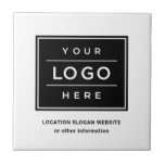 Branded White Business Logo Decorative Tile<br><div class="desc">A clean white ceramic tile designed for businesses to brand with their own custom logo, business name, location, slogan, and website. The minimalist white background with a framed logo placement creates a polished decorative accent for offices, reception areas, storefronts, or branded gift sets. All text fields, the uploaded logo, and...</div>