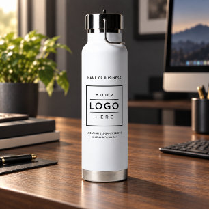 Branded White Business Logo Wellness Water Bottle
