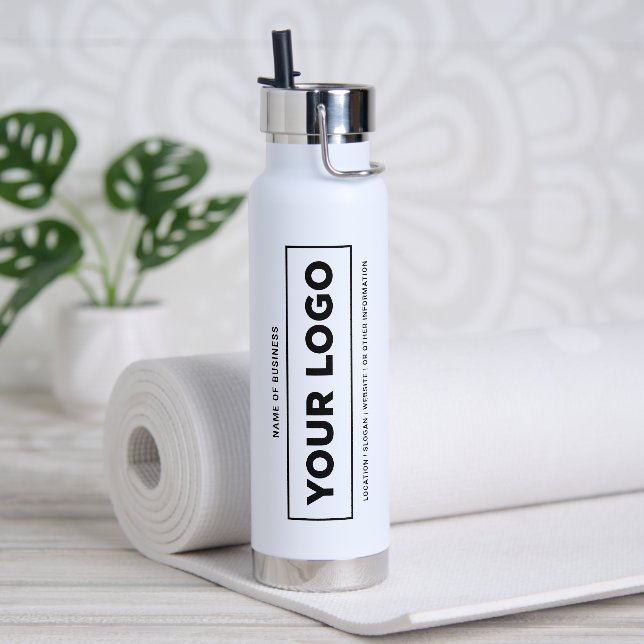 Branded White Vertical Logo Hydration Water Bottle (Yoga)