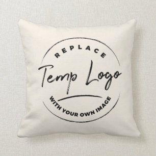 Branded with Your Corporate Logo or Image, Cream Throw Pillow