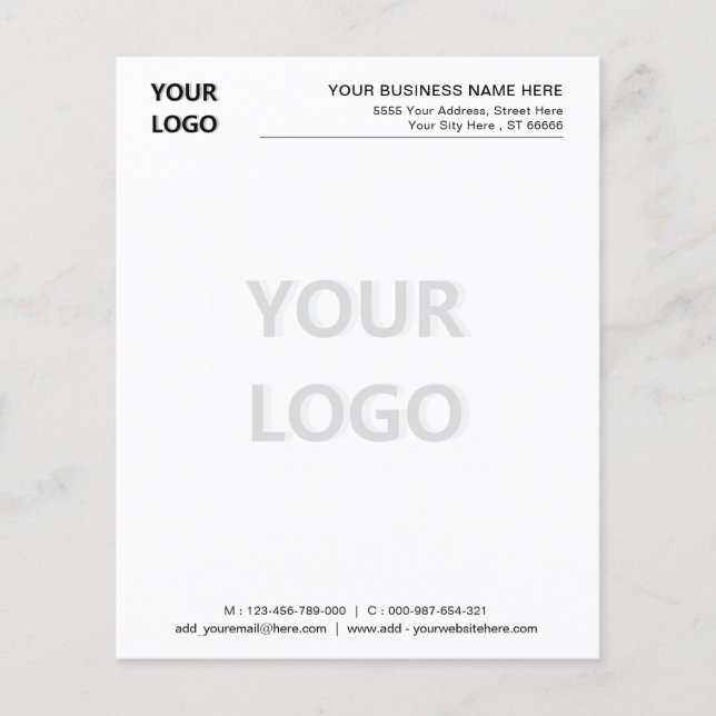 Branded Your Business Letterhead Example with Logo (Front)