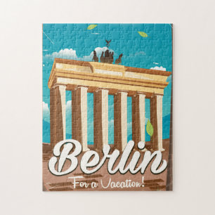 Brandenburg gate ,Berlin cartoon travel poster Jigsaw Puzzle