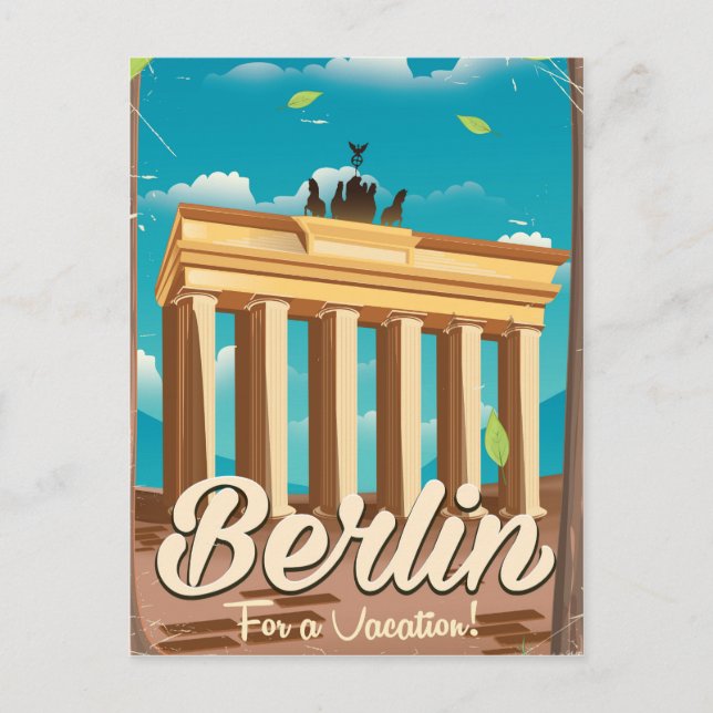 Brandenburg gate ,Berlin cartoon travel poster Postcard (Front)