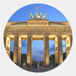 brandenburg gate evening classic round sticker