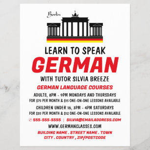 Brandenburg Gate, German Language Course Advert Flyer