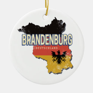 Brandenburg Germany Retro State Map Vintage Ceramic Ornament