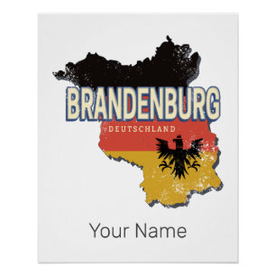 Brandenburg Germany Retro State Map Vintage Poster