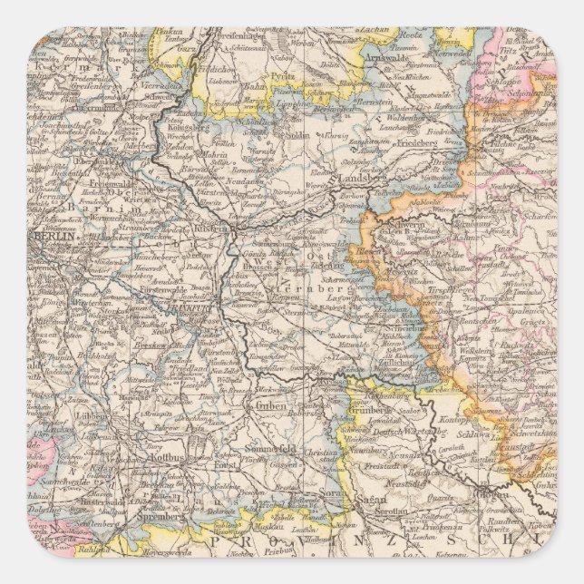 Brandenburg, Posen Atlas Map Square Sticker (Front)