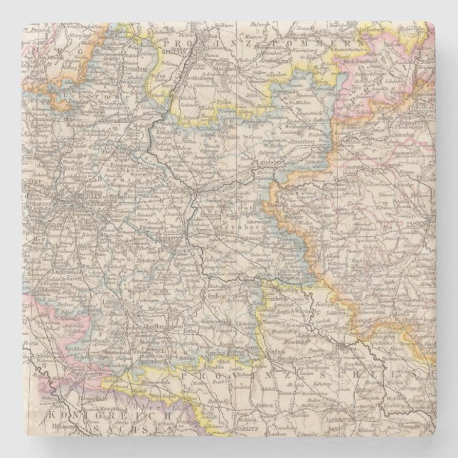 Brandenburg, Posen Atlas Map Stone Coaster (Front)