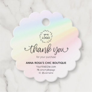 *~*  Branding Business Rainbow Hearts Thank You Favour Tags