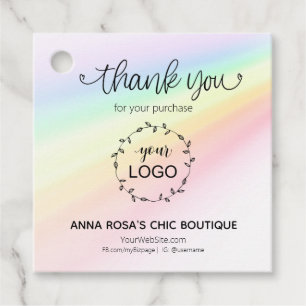 *~*  Branding Business Rainbow Hearts Thank You Favour Tags
