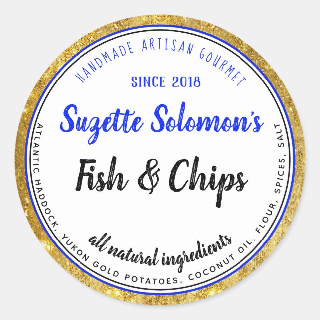 Branding Gold Trim Ingredients Food Label (Front)