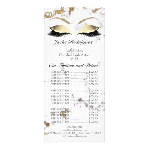 Branding Price List Lashes Extension Gold Eyes Rack Card