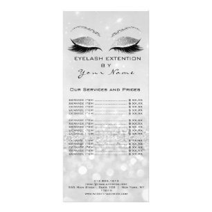 Branding Price List Lashes Extension Grey Silver2 Rack Card