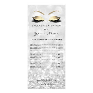 Branding Price List Lashes Extension Grey White Rack Card
