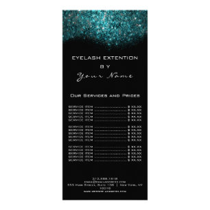 Branding Price List Lashes Extension Ocean Blue Rack Card