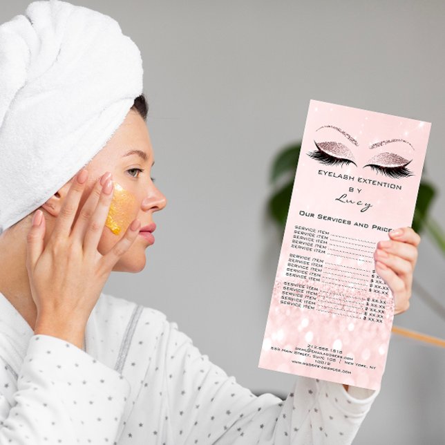 Branding Price List Lashes Extension Pink Blush Rack Card (Branding Price List Lashes Extension Pink Blush Rack Card)