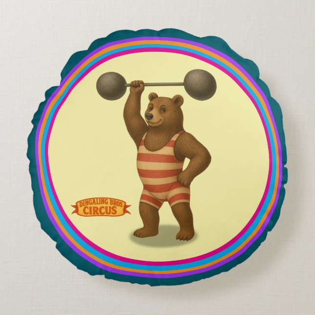 Brandon, circus strong-bear round pillow (Front)