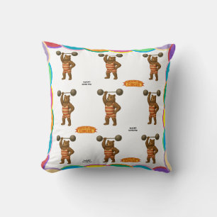 Brandon, circus strong-bear throw pillow