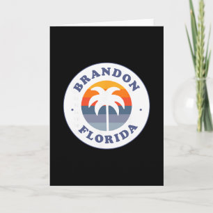 Brandon Florida Fl Retro Sunset Palm Tree Souvenir Card