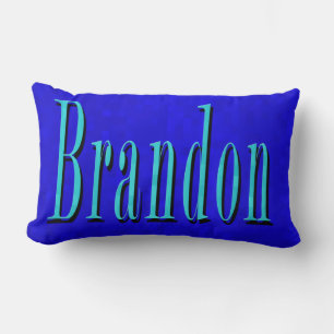 Brandon Name Blue Logo, On Blue Mosaic Lumbar Pillow