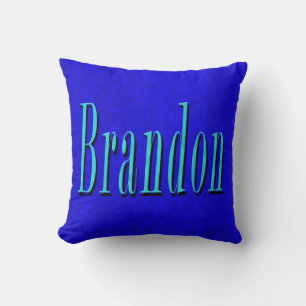 Brandon Name Blue Logo, On Blue Mosaic Throw Pillow