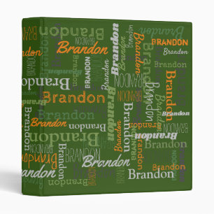 Brandon personalized name green orange text binder