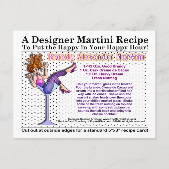 Brandy Alexander Martini Recette Carte postale (Devant)