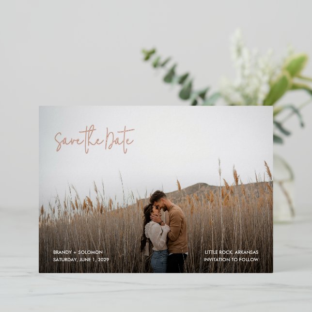 Brandy Simple Photo Modern Wedding Save the Date (Standing Front)
