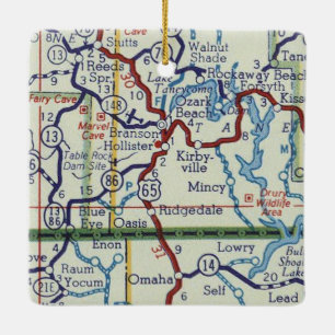 Branson MO Vintage Map Ceramic Ornament