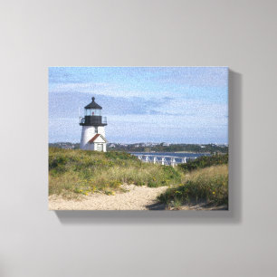 Brant Point Lighthouse Nantucket Cottage Canvas Print