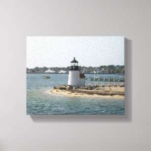 Brant Point Lighthouse Nantucket Cottage Canvas Print