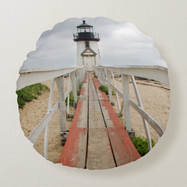 Brant Point Lighthouse Round Pillow (Front)