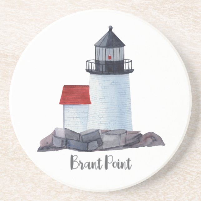 Brant Point Lighthouse Sandstone Coaster (Front)