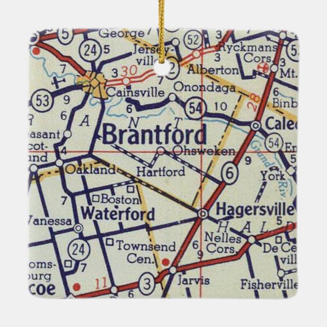 Brantford ON Vintage Map Ceramic Ornament (Back)