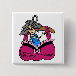 Bras and Wrinkles Humour 2 Inch Square Button