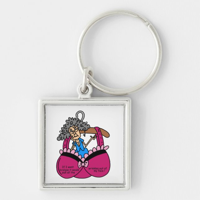 Bras and Wrinkles Humour Keychain (Front)