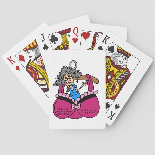 Bras and Wrinkles Humour Playing Cards (Back)