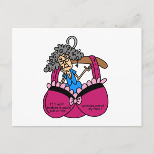 Bras and Wrinkles Humour Postcard