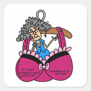 Bras and Wrinkles Humour Square Sticker