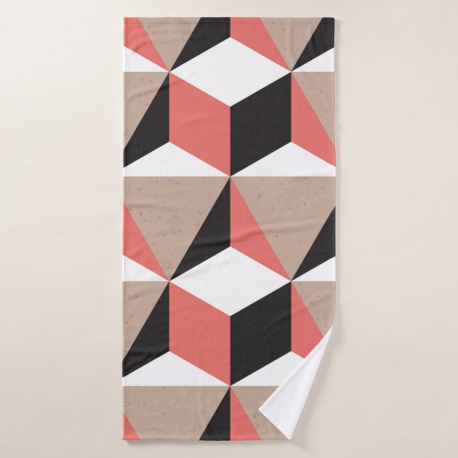 Bras en corail blanc noir géométrique 3D (Serviette de bain)