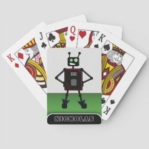 Brash Robot Green - Personalized Robot Playing Cards